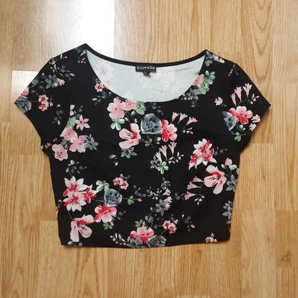 Express black floral crop top - Picture 2 of 5